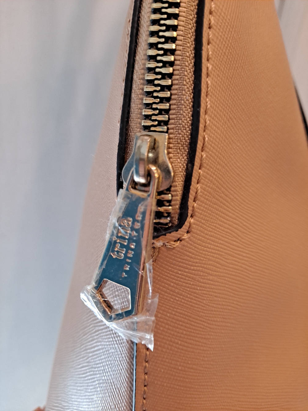Trina Turk Tan Saffiano PVC Dome Satchel Crossbody W/Cardholder - Picture 3 of 16